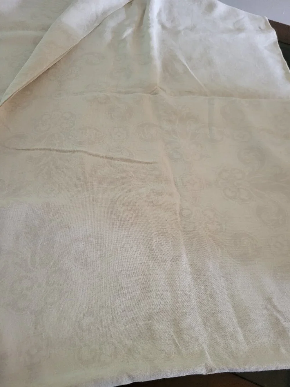 Vintage Cream Damask Tablecloth -thick and subtle pattern embossed
